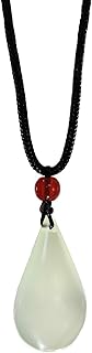 Jade Teardrop Necklace, Pendant Necklace, Real Natural Gemstone,925 Sterling Silver for Women, Hand-Woven Rope For unisex