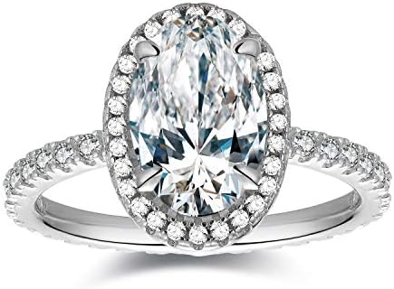 3 ctw Oval Halo Ring CZ Engagement Ring in Sterling Silver