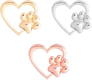 RUIZHEN Love Heart with Dog Paw Print Sweater Coat Pin Badge Brooch