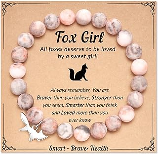 FYUKISS Natural Stone Fox Charm Bracelet for Girls Granddaughter Daughter Niece Birthday Christmas Gifts