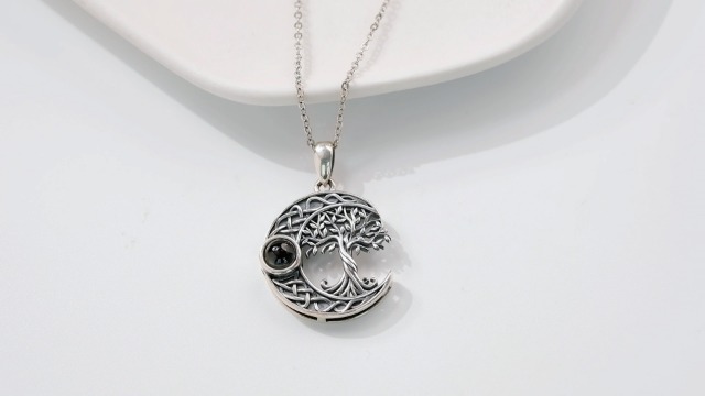 Celtic Knot Tree of Life Pendant Necklace for Women - 925 Sterling Silver with Abalone Shell Accent and Durable Cable Chain
