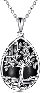 925 Sterling Silver Teardrop Moonstone Necklace Tree of Life Pendant Necklace Mothers Day Birthday Gifts for Mom Daughter Sister