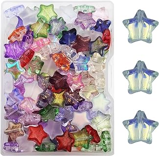 Inspirelle Women's Star Charm Bracelet Glass Beads in Crystal with Delicate Chain Design