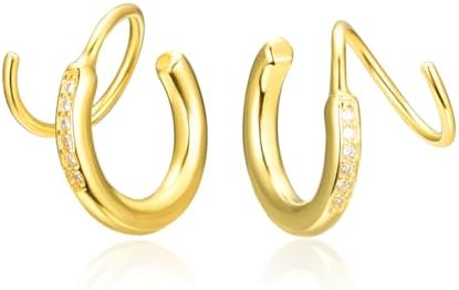 Spiral Hoop Twist Double Earrings 925 Sterling Silver Spiral Double Hoop Earrings Double Hoop Earrings for Single Piercing Twist Earrings for Women Girls