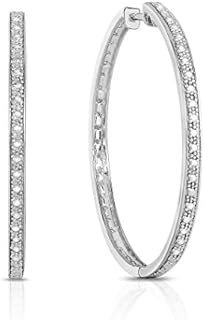 Natalia Drake 1/4 Cttw Diamond Hoop Earrings for Women in 925 Sterling Silver Color I-J/Clarity I2-I3