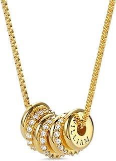 AILIN Custom Name Necklace For Women Copper Personalized 2-9 Engraved Beads Pendant Necklace Family Birthday Anniversary Christmas Gifts For Daughter Girlfriends Mother Grandma