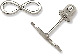 Jewelryweb – 14k Solid Gold Infinity Stud Earrings – Infinity Ribbon Screw Back Earrings – 3mm x 8mm – Hypoallergenic – Cartilage Earrings