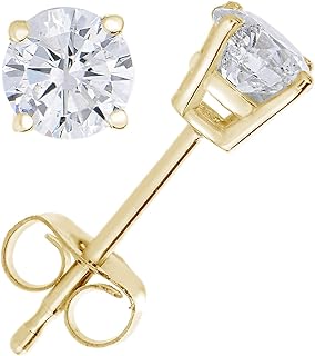 Vir Jewels 1/4 cttw Diamond Stud Earrings 14K Yellow Gold Push Backs Round 4 Prong Basket
