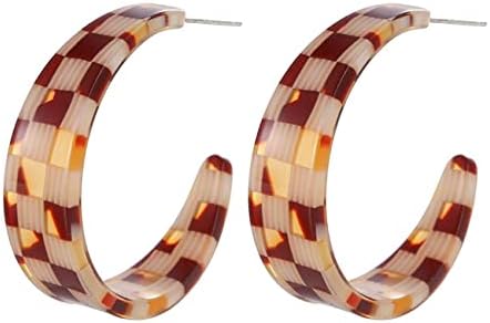 Brown Hoop Earrings, Chunky Hot Design with Zinc Alloy, Lightweight for Women and Girls, Ideal for 80s, 70s, 90s Theme Parties