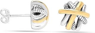 Charmsy 925 Sterling Sliver Stud Earring Lightweight Antique Two-Tone Stud-Earrings for Women Teen