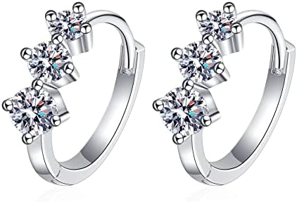 14K White Gold Diamond Studded Hoop Earrings for Women - Classic and Elegant Design Featuring Excellent Cut VVS1 Diamonds