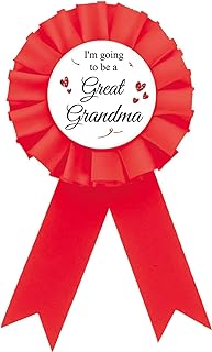 Grandma To Be Tinplate Badge Pin, Red Rosette Gender Reveal Button Pin, Gold Glitter Baby Shower Badge Pin for Grandparents, Brooch Buttons for Newborn Baby/Welcome Baby Party to Wear