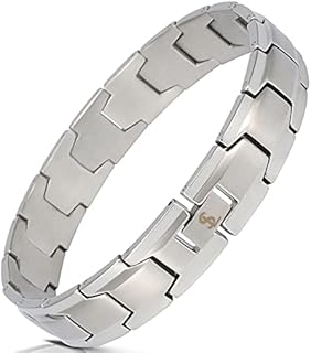 Smarter LifeStyle Men's Stainless Steel Silver Bangle Bracelet for Large Wrists, Elegant Box & Link Chain Design with Secure Lobster Claw Clasp