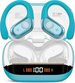 Qecnato Écouteurs Bluetooth 5.4, Réduction de Bruit ENC, Étanches IP7, 75H Autonomie, Idéal pour Sport et Running, Bleu