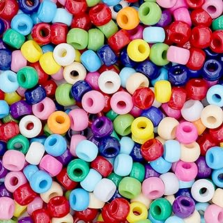 1000Pcs Pony Beads Bracelet 9mm Rainbow Plastic Barrel Pony Beads for Necklace,Hair Beads for Braids for Girls,Key Chain,Jewelry Making (Multicolor)
