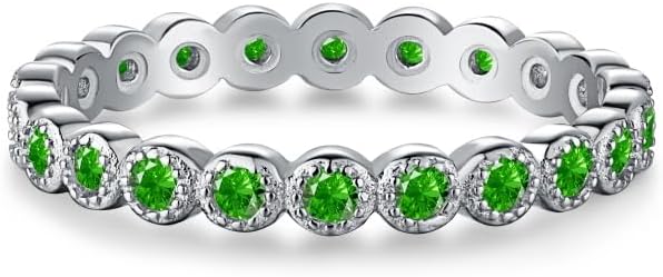 Stackable Rings for Women, 925 Sterling Silver Cubic Zirconia Eternity Band CZ Simulated Diamond Wedding Band Engagement Anniversary Jewelry Gift for Her Wife Girlfriend