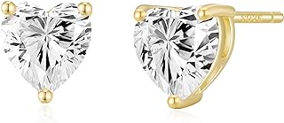 Geelein 14K Gold Plated Stud Earrings 925 Sterling Silver Post Cubic Zirconia Stud Earrings CZ Stud Small Cute for Women Girls