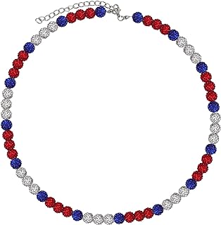 11.81in Philadelphia Phils Baseball Necklace, Inspired Beads Chain Baseball Necklaces Jewelry Gifts Rhinestone Baseball Beaded Necklace Sparkle Sport Necklace for Boys Girls Men Women