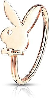 Pierce Plex Bendable Hoop with Playboy Bunny Top - Cartilage & Nose 20ga Sold Each