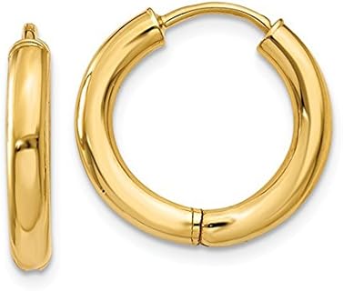 14K Gold Hinged 2.5mm Tube Endless Round Huggie Hoop Earrings