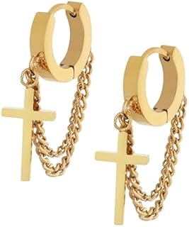 Sacina Cross Hoop Earrings, Chain earrings for Women, Grunge Earrings, Punk Gothic Earrings, Y2k Earrings, Jewelry Gift for Women