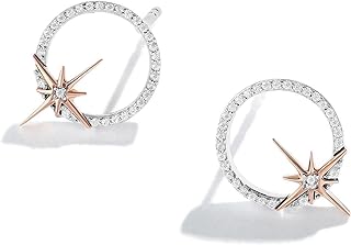 Jewelili Star Wars™ Fine Jewelry Guardians Of Light Women's Studs 1/10 Ct.Tw. White Diamonds Silver and 10K Rose Gold
