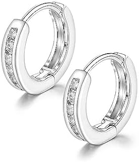 Tarsus Cubic Zirconia Embellished Hypoallergenic Huggie Hoop Earrings, 15mm, 18k Gold Plated Stainless Steel, for Men and Women with Sensitive Ears - Hinged Hoop Back