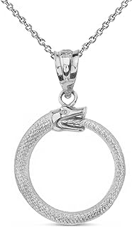 Sterling Silver Ouroboros Serpent Snake Eternal Cycle Pendant Necklace