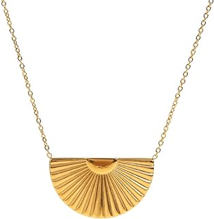 IBARA Women Gold Dianty Necklace Sun Crescent Moon Star Evil Eye Lock Lovely Heart Flower Butterfly Pearl Pendant Coin Necklaces 18K Gold CZ Diamond Filled Chain Boho Beach Simple Handmade Jewelry