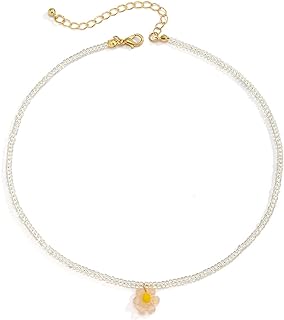 Other-Clasp-Type Daisy Bead Necklace, Choker Chain, Bead Gem for Women Girls, Sunflower/Bohemian Design