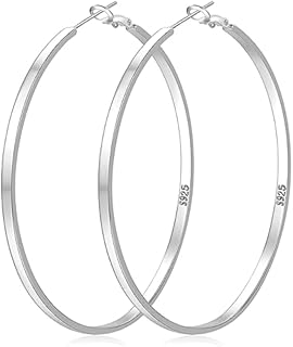 Senteria 925 Sterling Silver Hoop Earrings Lightweight Big Silver Hoop Earrings Hypoallergenic Large Hoops Earrings for Women