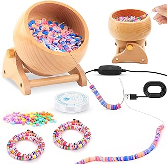 HT-MYLEC Electric Clay Bracelet Bead Spinner in Wooden Material with Adjustable Beading Bowl, Speed and Direction - Ideal for Jewelry, Necklace Making