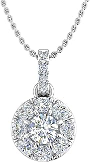 FINEROCK 1/3 Carat Diamond Cluster Pendant Necklace in 10K Gold (Silver Chain Included)