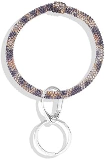 GUCABE 3-Inch Rhinestone Embellished Keyring Bangle Bracelet with Leather Chain – Sparkling Women's Accessory for Stylish Key Organization