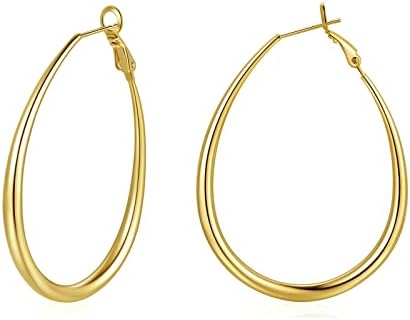 Hoop Earrings for Women, Gold Teardrop Hoops or Silver Hoop Earrings for Women, 14k Gold Hoop Earrings & 925 Sterling Silver Earrings - Hypoallergenic & Lightweight