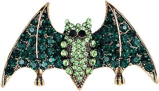 Rhinestone Green Bat Animal Brooch Pin for Women Men Gold Plated Fashion Crystal Demon Birds Brooches Lapel Pins Gothic Halloween St.Patrick's Day Holiday Dress Accessories Jewelry Gift