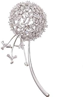 Dandelion Flower-Designed 14K Gold Brooch for Women with Pin Clasp and Moissanite Accents