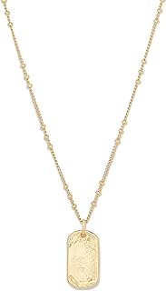 gorjana Women's Griffin Dog Tag Charm Hammered Pendant Necklace, 18K Gold Plated, 19 inch Chain