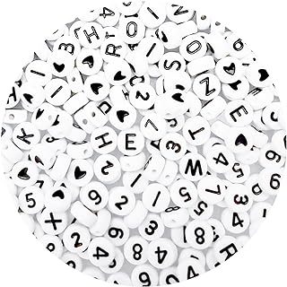 High-Quality Acrylic 1000pc Alphabet & Number Bead Set, White, Acofect Brand - Perfect Beads for DIY Jewelry & Craft Projects- Suitable for Adults & Kids