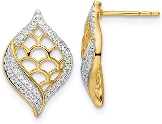 Auriga Fine Jewelry Gift For Mothers Day 14k Yellow Gold Polished Fancy Diamond Stud Earrings Gift for Women