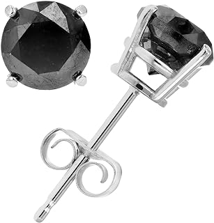 Vir Jewels .925 Sterling Silver Black Diamond Stud Earrings with Rhodium Push Backs and Round Prong Set Design - 4.4mm