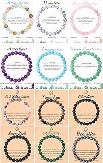 Onyx Gemstone Beaded Bracelets, Set of 12, 8mm for Unisex - Round Design, Stretch Fit and Healing Properties - Perfect Gift Idea