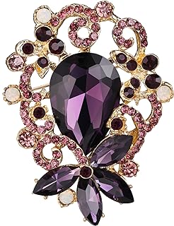 BriLove Elegant Crystal Teardrop Marquise Bouquet Brooch Pin for Women Girls