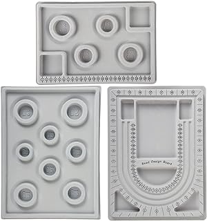 ChuLian Beading Organizer Tray Set - 3pk Flocked Bead Board Bracelets Design Kit in Durable Plastic for Kids - Variety of Season Styles