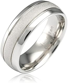 100S JEWELRY White Gold Tungsten Rings For Men Women Wedding Band SandBlasted Finish Dome Edge Sizes 6-16