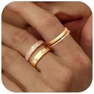 Gold Silver Rings for Women Non Tarnish Stackable Rings Trendy Dainty 18K Gold Plated Stacking Cubic Zirconia Thumb Ring Set Love Friendship Dual Band Rings Promise Wedding Engagement Rings Size 6 7 8 9 10 11