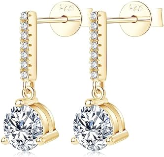 WOAINI Dangle Earrings for Women,D Color VVS1 Clarity Moissanite Solitaire Studs, 925 Sterling Silver Moissanite Diamond Small Earrings, GRA Certified