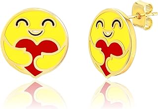 Gold-Dipped Brass Smiley Face Stud Earrings – Charming Round Emoji Design Earrings for Women and Girls – Ideal Gift for Special Occasions
