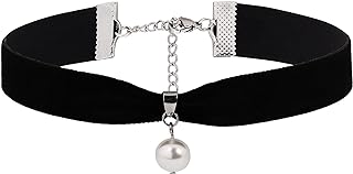Sacina Gothic Pearl Choker, Pearl Choker Necklace, Black Choker, Black Velvet Choker, Gothic Choker, Halloween Christmas New Year Jewelry Gift For Women