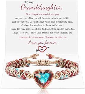 Handmade Beaded Bracelets for Women Girl Gifts for Granddaughter Daughter Mom Best Friend Bestie Sister Jasper Heart Bracelets Boho Natural Stone Colorful Beads Wrap Bracelet Turquoises Jewelry